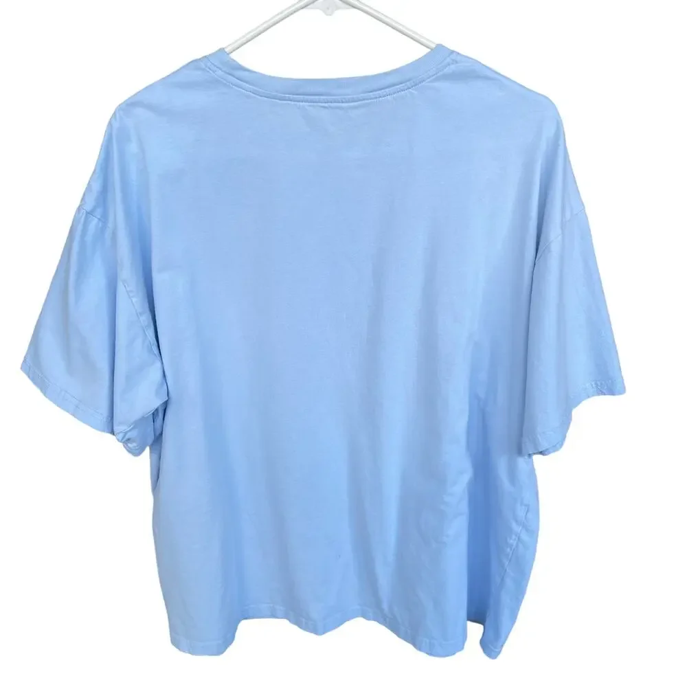 Shein Outer Banks Shirt Womens Large‎ Blue Cropped Graphic Print TV Show